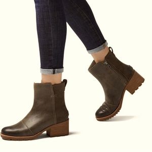 COPY - SOREL CATE MAJOR (gray) leather suede boots 8.5 39.5 zip up block heel